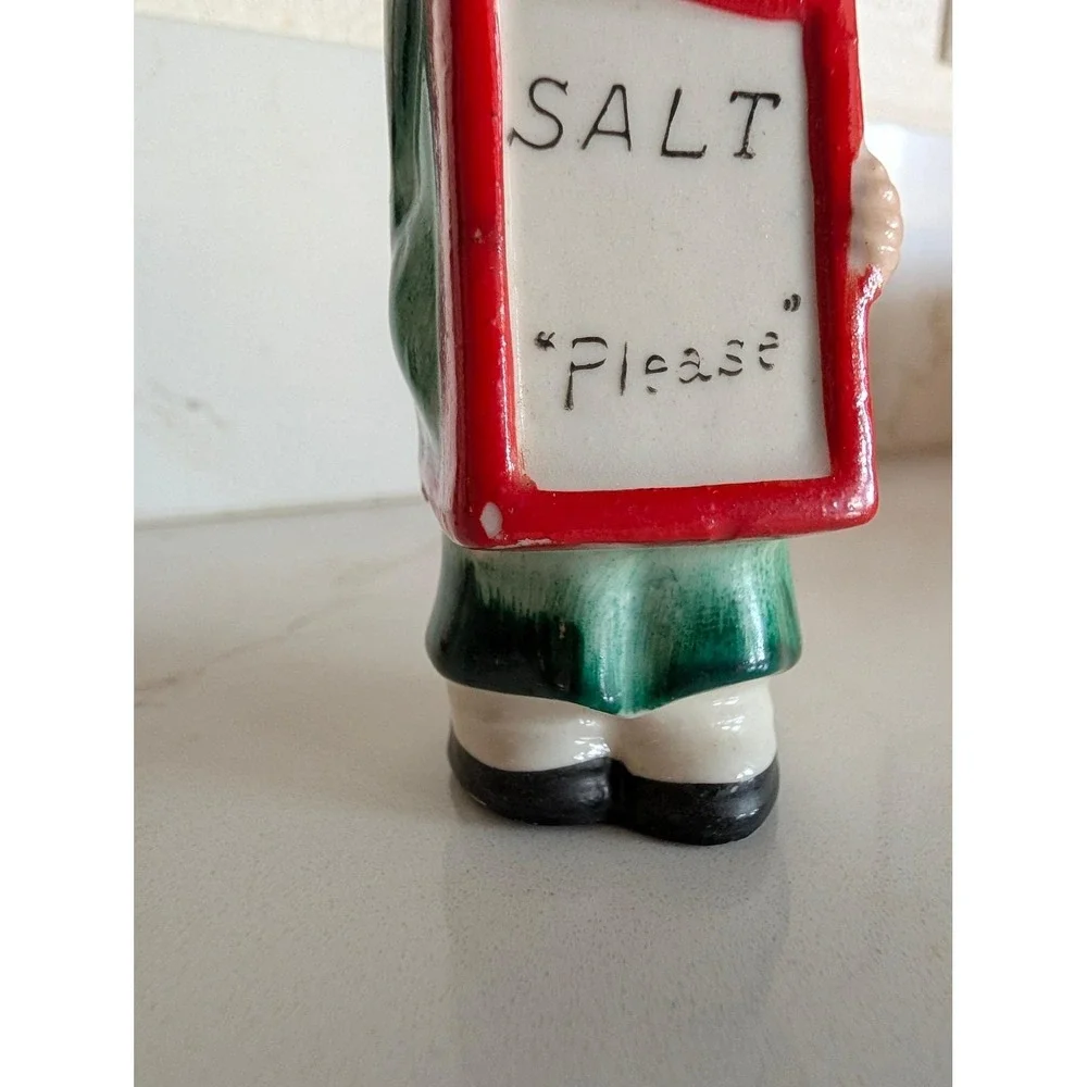 Vintage Sandwich Board Men Salt and Pepper Shakers Ceramic Mid Century Novelty
